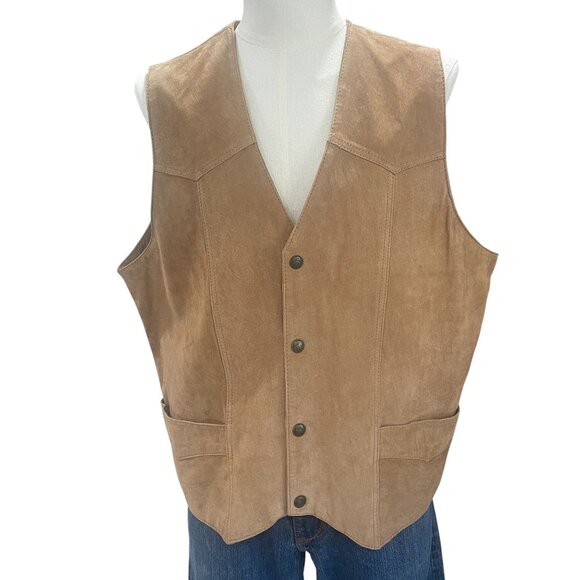 Cripple Creek Suede Leather Vest Western Cowboy Rodeo Ranch Wear Festival XL Tan - Picture 5 of 9